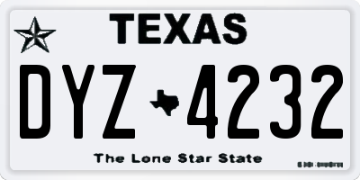 TX license plate DYZ4232