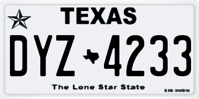 TX license plate DYZ4233