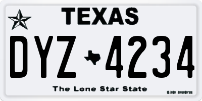 TX license plate DYZ4234