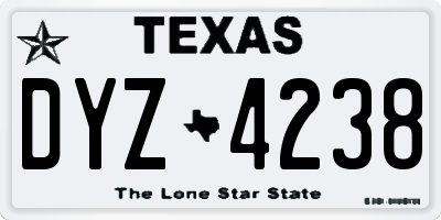 TX license plate DYZ4238