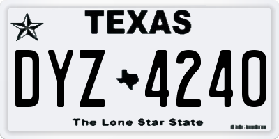 TX license plate DYZ4240
