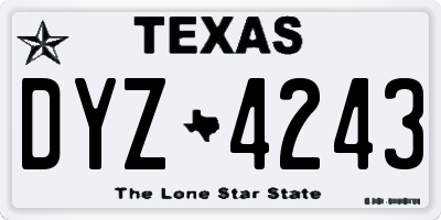 TX license plate DYZ4243