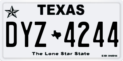 TX license plate DYZ4244