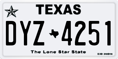 TX license plate DYZ4251
