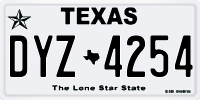 TX license plate DYZ4254