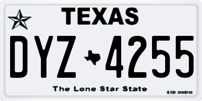 TX license plate DYZ4255