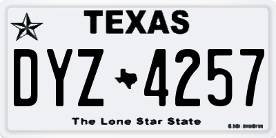 TX license plate DYZ4257