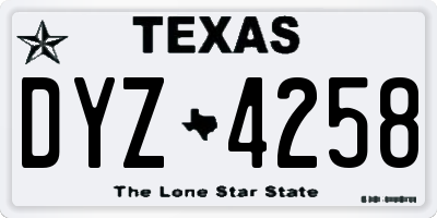 TX license plate DYZ4258