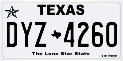 TX license plate DYZ4260