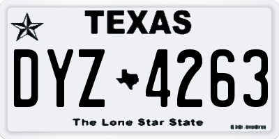TX license plate DYZ4263