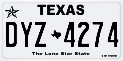 TX license plate DYZ4274