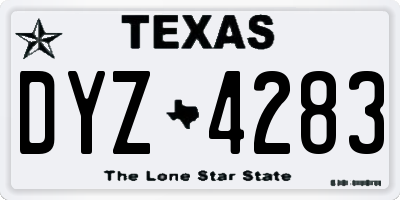 TX license plate DYZ4283
