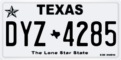TX license plate DYZ4285