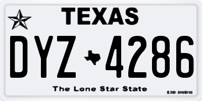 TX license plate DYZ4286