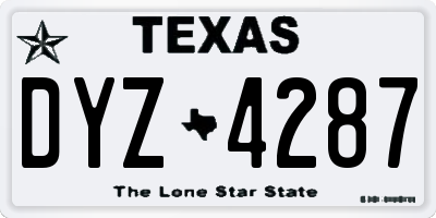 TX license plate DYZ4287