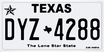 TX license plate DYZ4288