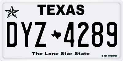 TX license plate DYZ4289