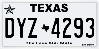 TX license plate DYZ4293