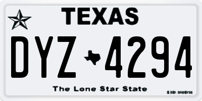 TX license plate DYZ4294