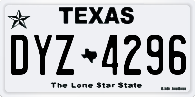 TX license plate DYZ4296