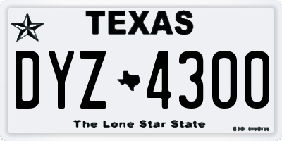 TX license plate DYZ4300