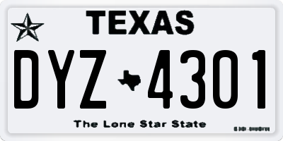 TX license plate DYZ4301