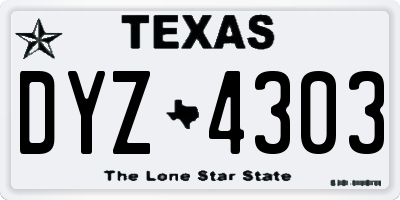 TX license plate DYZ4303