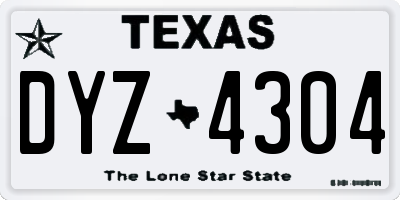 TX license plate DYZ4304
