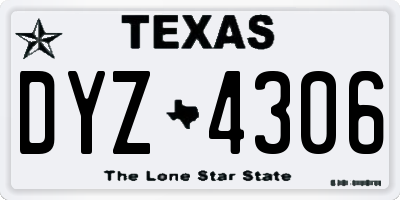 TX license plate DYZ4306