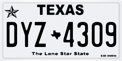 TX license plate DYZ4309