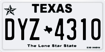 TX license plate DYZ4310