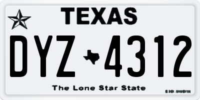 TX license plate DYZ4312