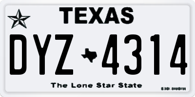 TX license plate DYZ4314