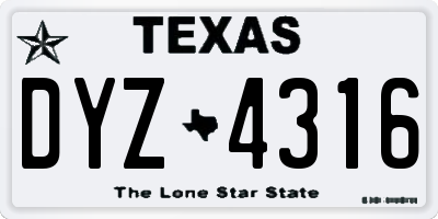 TX license plate DYZ4316