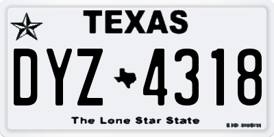 TX license plate DYZ4318