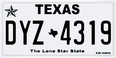 TX license plate DYZ4319