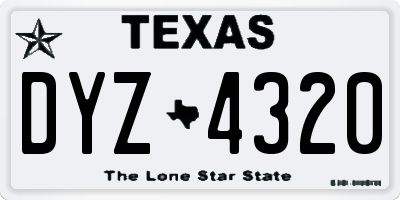 TX license plate DYZ4320