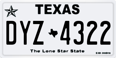 TX license plate DYZ4322