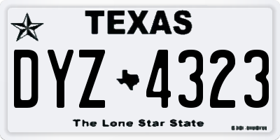 TX license plate DYZ4323