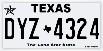 TX license plate DYZ4324