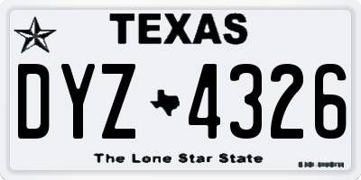 TX license plate DYZ4326