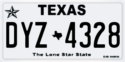 TX license plate DYZ4328