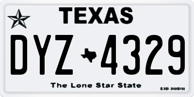 TX license plate DYZ4329
