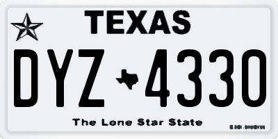 TX license plate DYZ4330