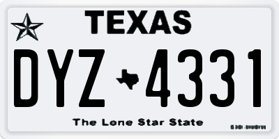 TX license plate DYZ4331