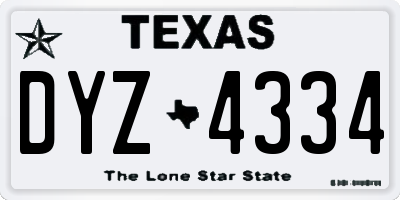 TX license plate DYZ4334