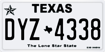 TX license plate DYZ4338