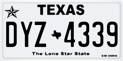 TX license plate DYZ4339