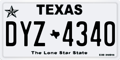 TX license plate DYZ4340