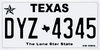 TX license plate DYZ4345